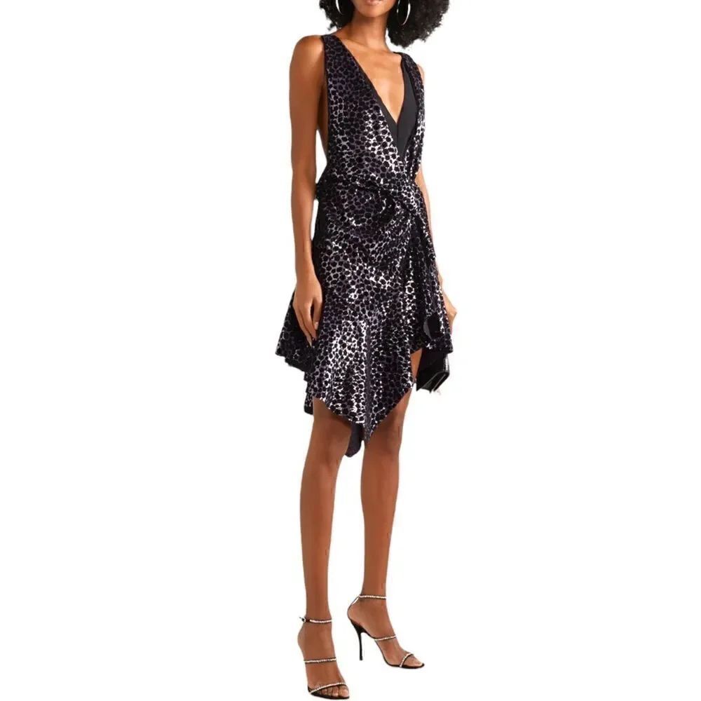 PHILOSOPHY DI LORENZO SERAFINI Ruffled flocked sequined mini dress |Size:38 IT|